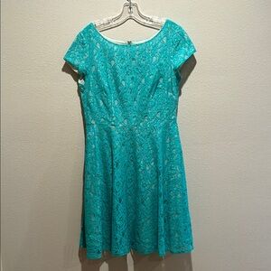 Danny and Nicole Elegant Turquoise Lace Dress
